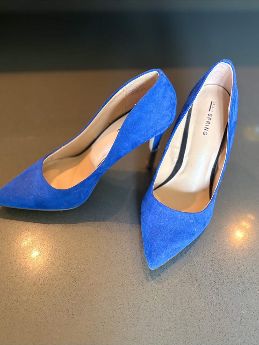 Call It Spring Women’s Cobalt Blue Suede Pointed-Toe Pumps